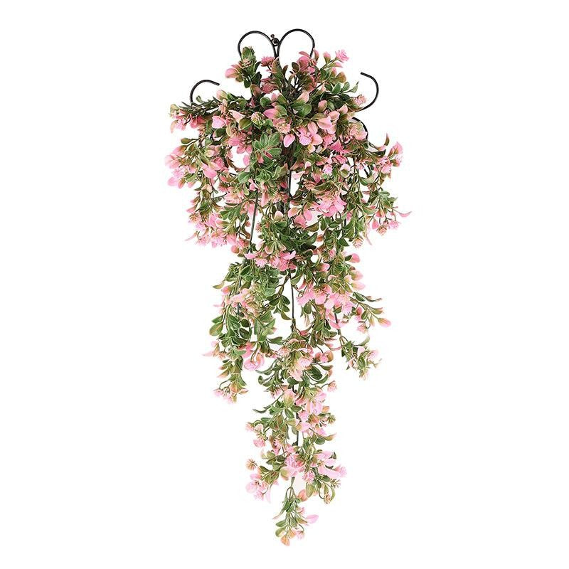 Faux Pink Flower Vine With Metal Wall Stand media 3