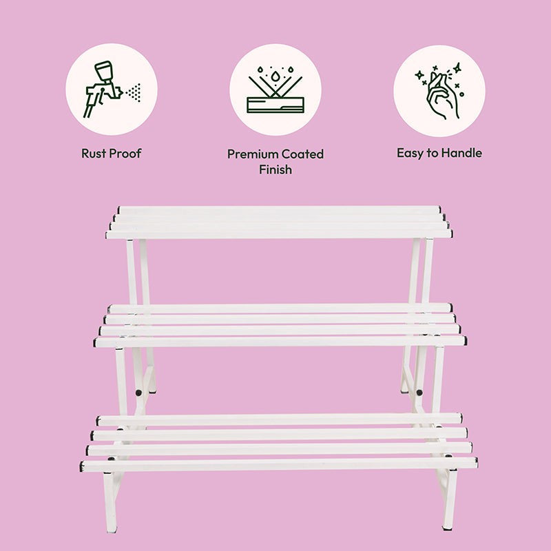 Botanika Elevate Three Tier Metal Plant Stand - White media 3