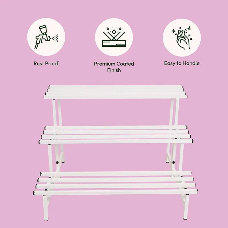 Botanika Elevate Three Tier Metal Plant Stand - White media 3