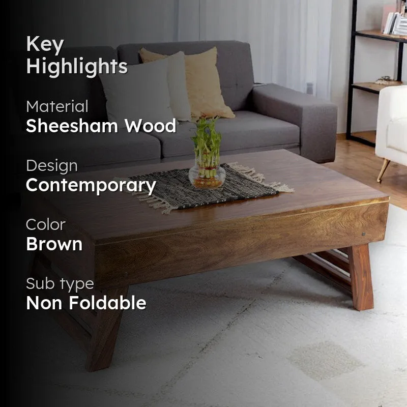 Arvion Sheesham Wooden Center Table - Light Brown media 2