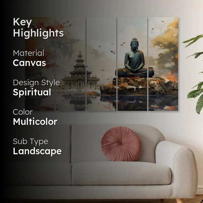 Benevolent Buddha Canvas Wall Art - Set Of Five media 2