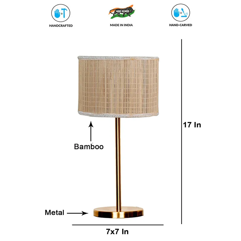 Aria Bamboo & Metal Table Lamp - Beige,Gold media 4