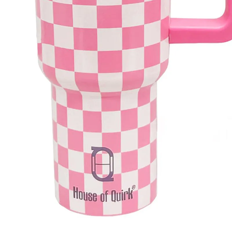 Chic Check Stainless Steel Tumbler (1200 ML) - Pink media 5