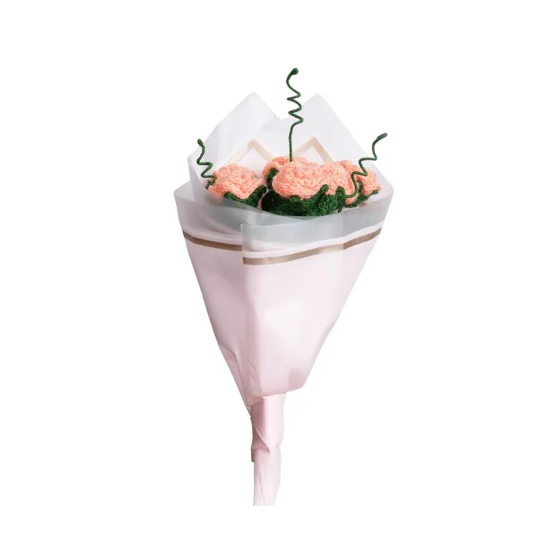 Crochet Handmade Decorative Rose Bouquet (Peach) - Set Of Six media 4