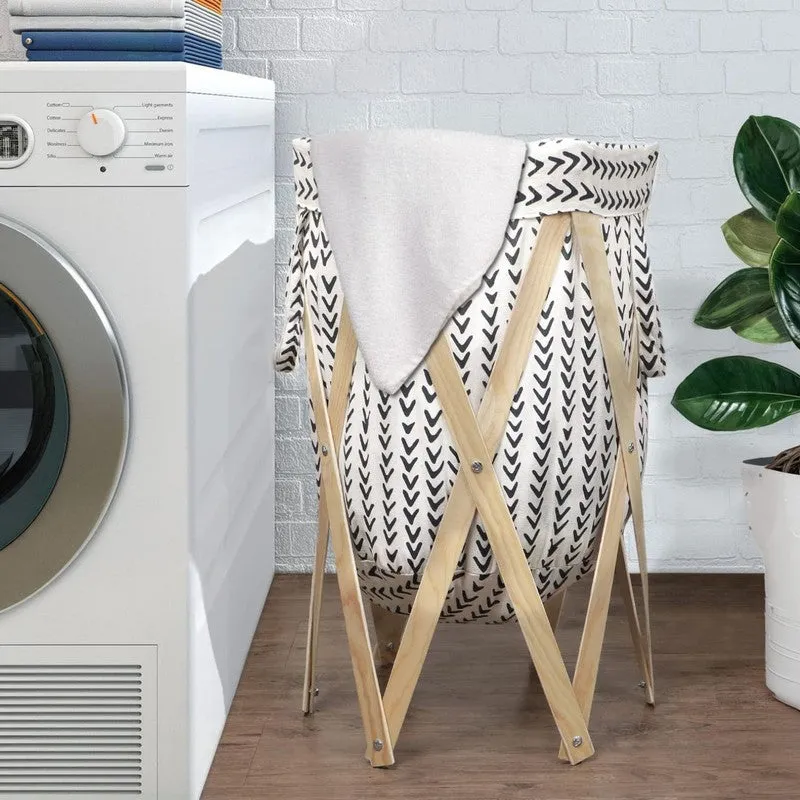Wash Aura (Cotton,Wood) Laundry Basket - White media 6