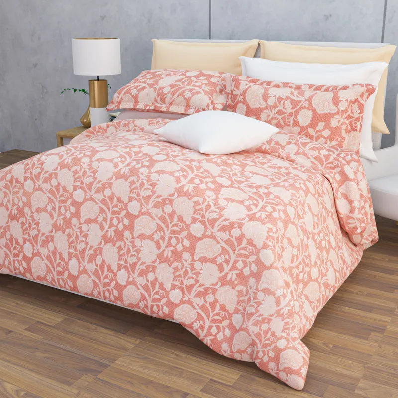 Dream Vines Cotton Bedsheet (Peach) - 144 TC media 8
