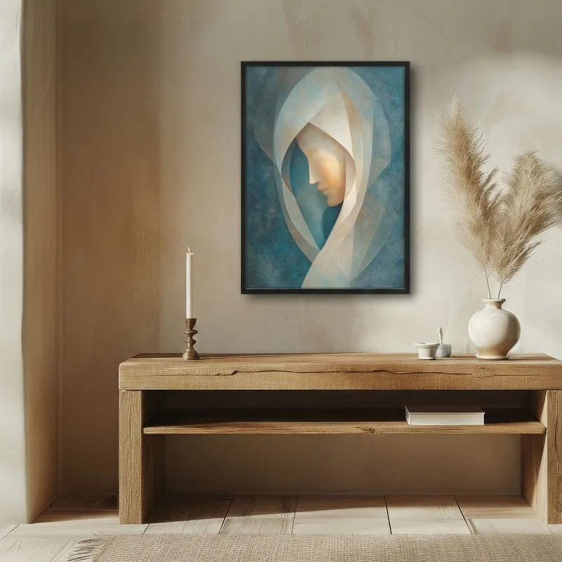 Holy Mary Abstract Archival Paper Wall Painting With Black Frame media 1