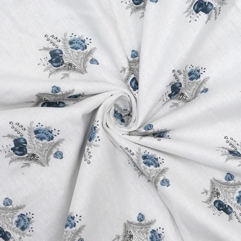Tiny Bloom Printed Cotton Dohar (Blue,White) - 120 GSM media 5
