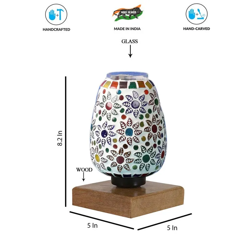 Arvyn Glass Table Lamp With Wooden Base - Multicolor media 9
