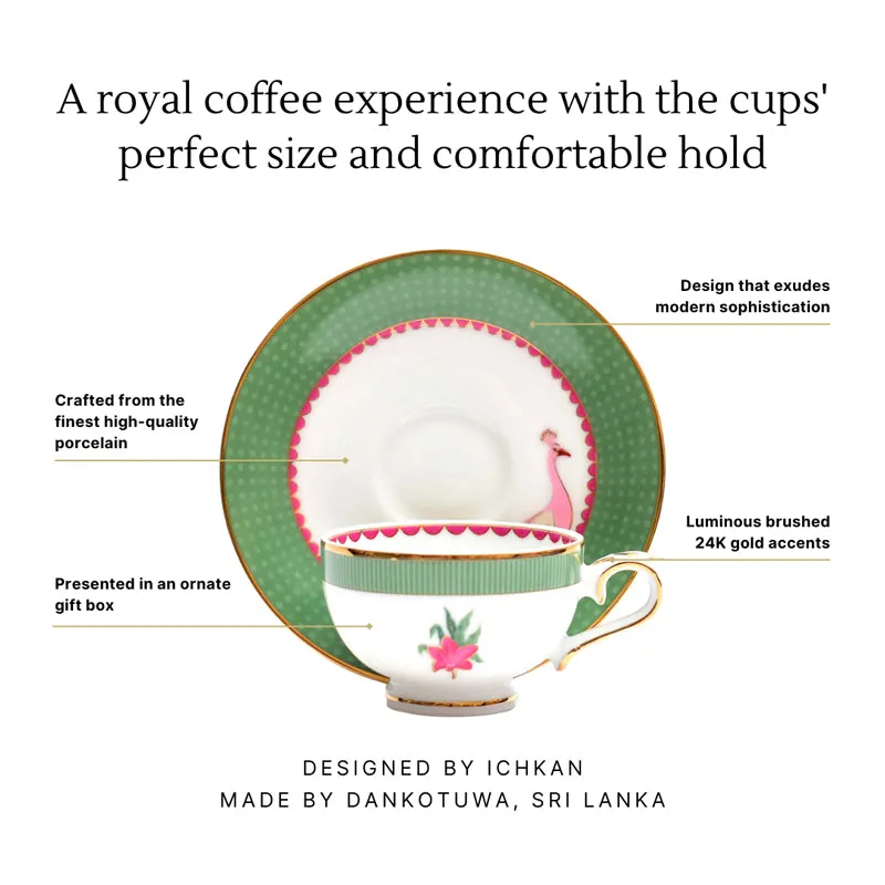 Gilded Mayura 24k Gold Brushed Porcelain Tea Cup & Saucer (280 mL) - Set of Six media 9