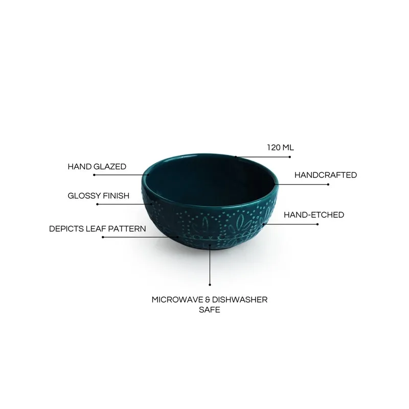 Teal Twinkle Hand Glazed Serving Bowl (120 ML) - Set Of Four media 5