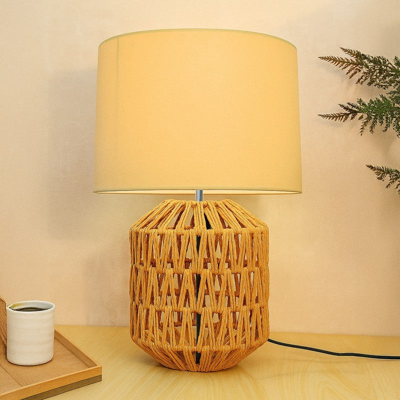 NeoAura Modern Raffia Table Lamp - Beige