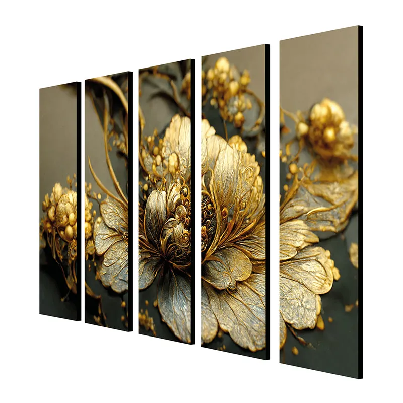 Elegant Gold Canvas Wall Art - Set Of Five media 5