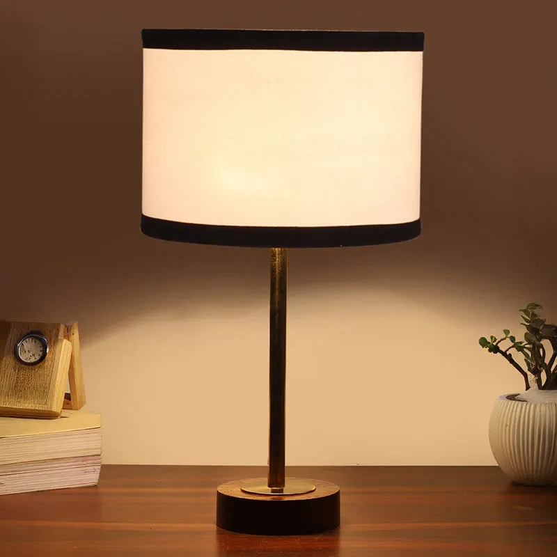 Cotin I Stripe Rodin Wooden Table Lamp - White,Gold,Brown media 1