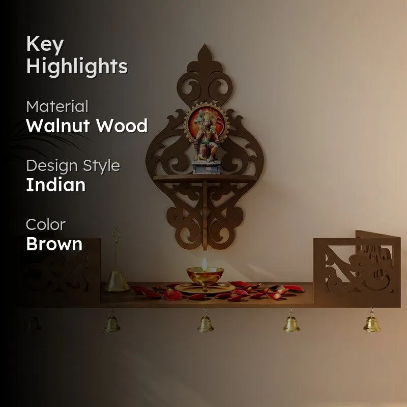 Celestial Prayer Mandir with Shelf (Brown) media 2