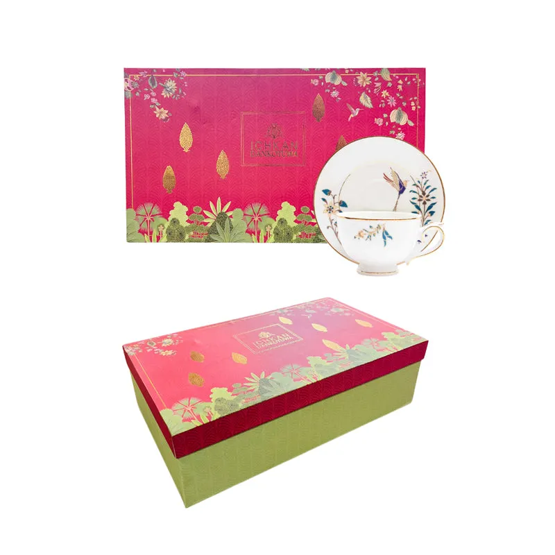 Gilded Shahi 24k Gold Brushed Porcelain Tea Cup & Saucer (300 mL) - Set of Six media 8