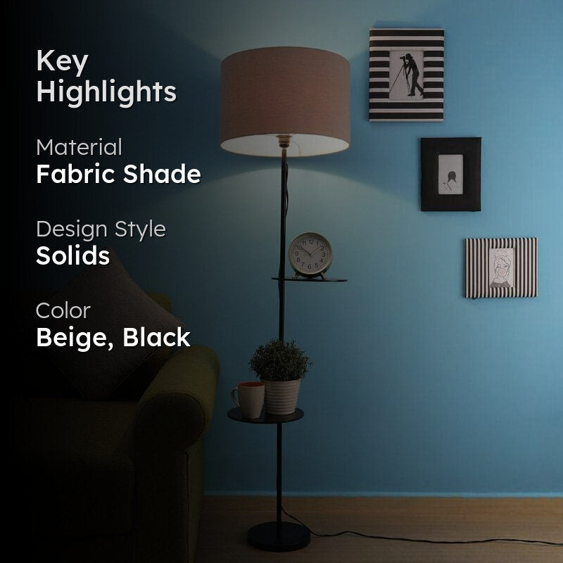 Dashe Black Floor Lamp With Shelf media 2