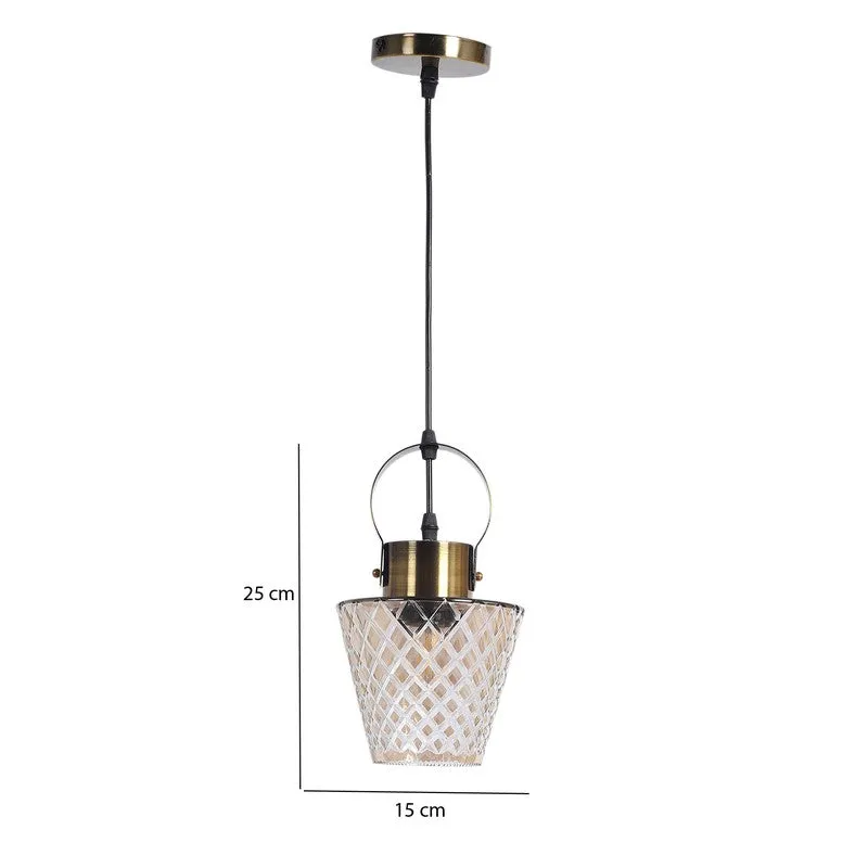 Antiqued Hoop Glass Ceiling Lamp - Gold media 8