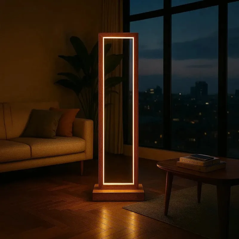 Rectangular Teak Wood LED Wooden Floor Lamp media 4