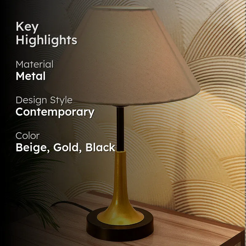Arialla Cone Metal Table Lamp - Beige,Gold,Black media 2