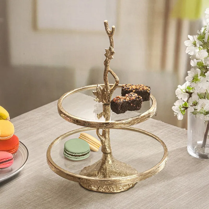 Golden Leaf Two Tiered Cake Stand media 1