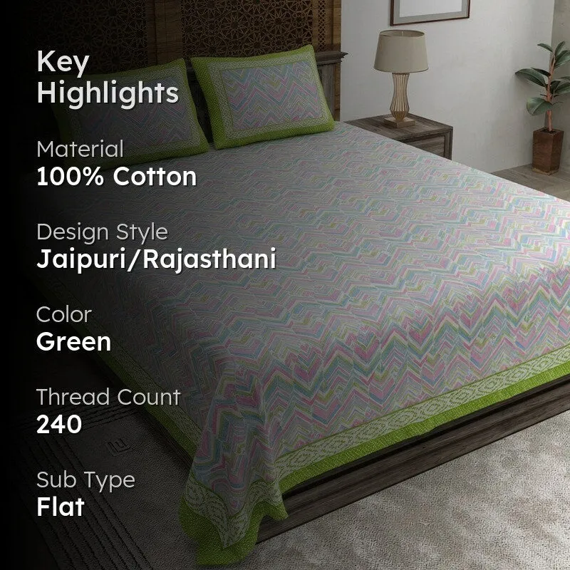 Softum Cotton Bedsheet (Green) - 240 TC media 2