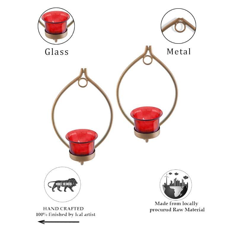 Leafy Sconce Candle Holder (Red) - Set Of Two media 6