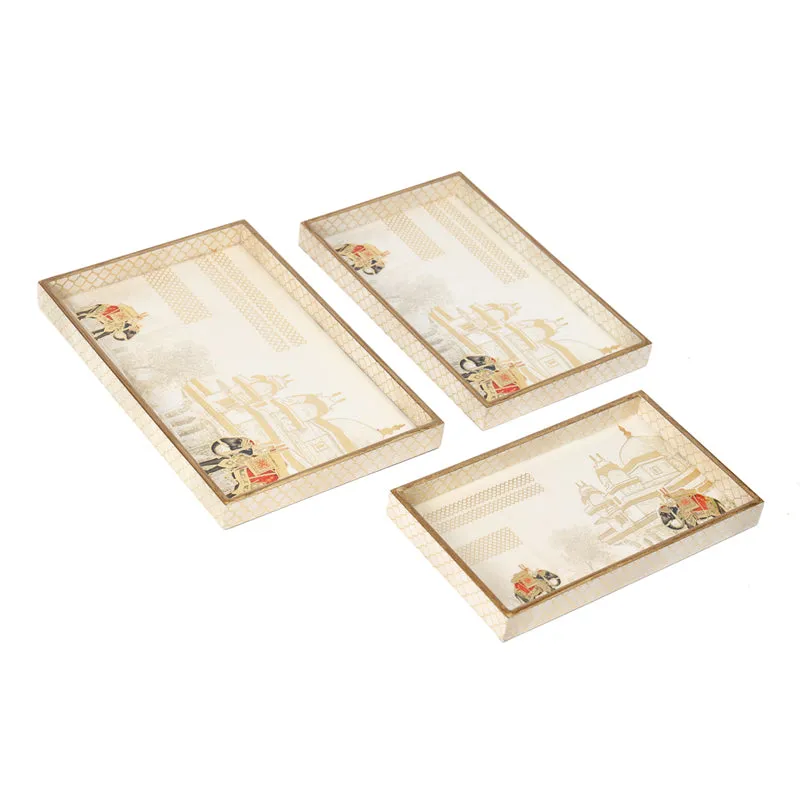 Haathi Parades Rectangle Serving Tray - Set Of Three media 5