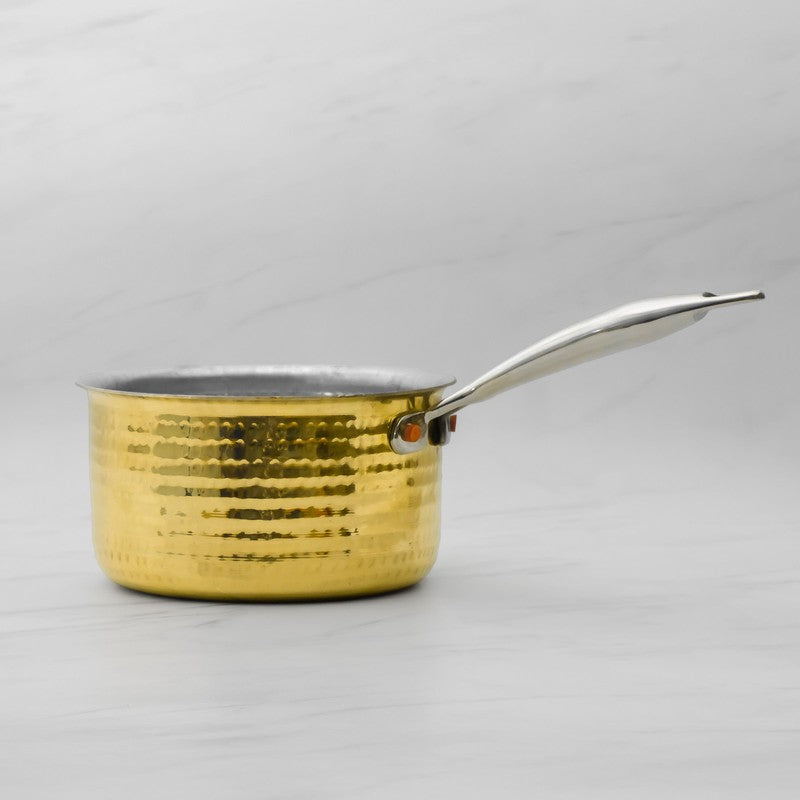 AurumCook Glossy Brass Saucepan - 1400 ML media 3