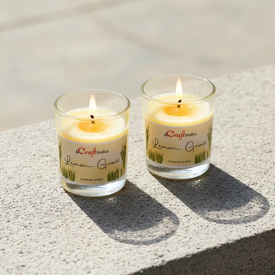 Seema Lemon Grass Scented Candle - Set Of Two media 1