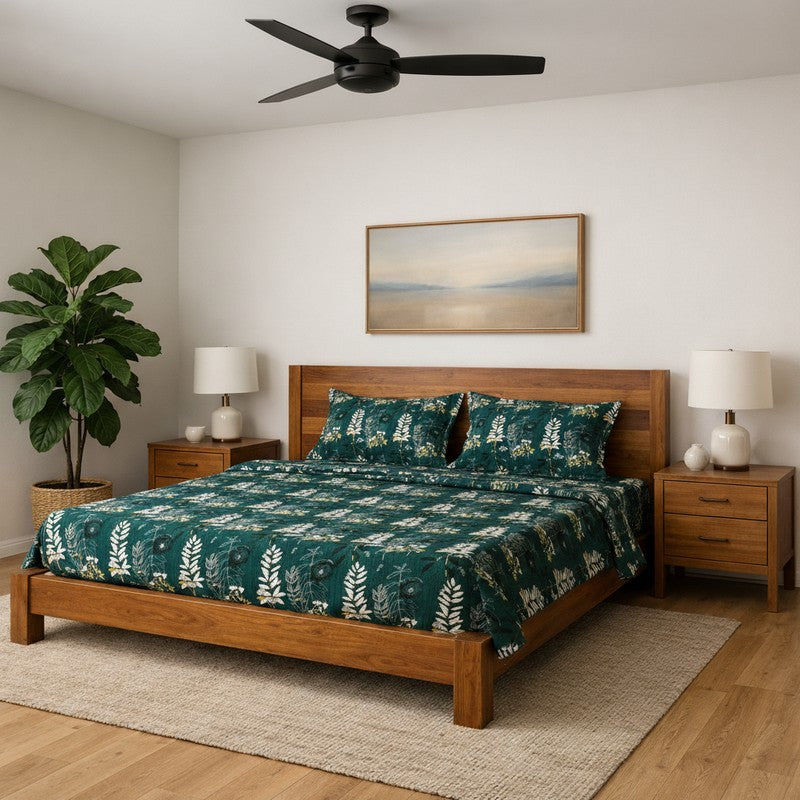 Aubrelle Microfiber Microfiber Bedsheet (Dark Green) - 150 GSM
