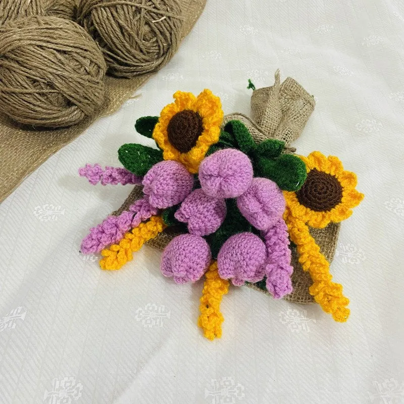 Crochet Handmade Tulip Bouquet (Yellow,Purple) - Set of Fourteen media 3