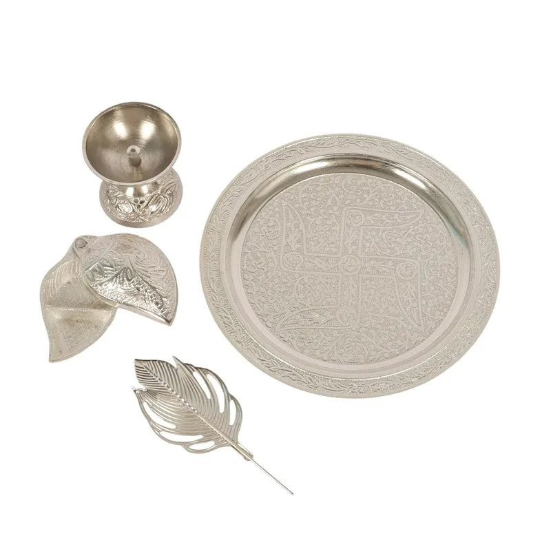 Divya Pooja Thali Set (Silver) - Four Piece Set media 4