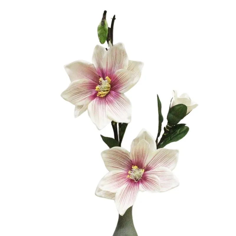 Artificial Magnolia Flower Stick - Pink,Green media 5