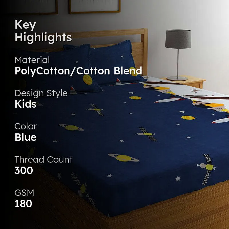 Starry Dreams Kids PolyCotton Bedsheet - 180 GSM media 2