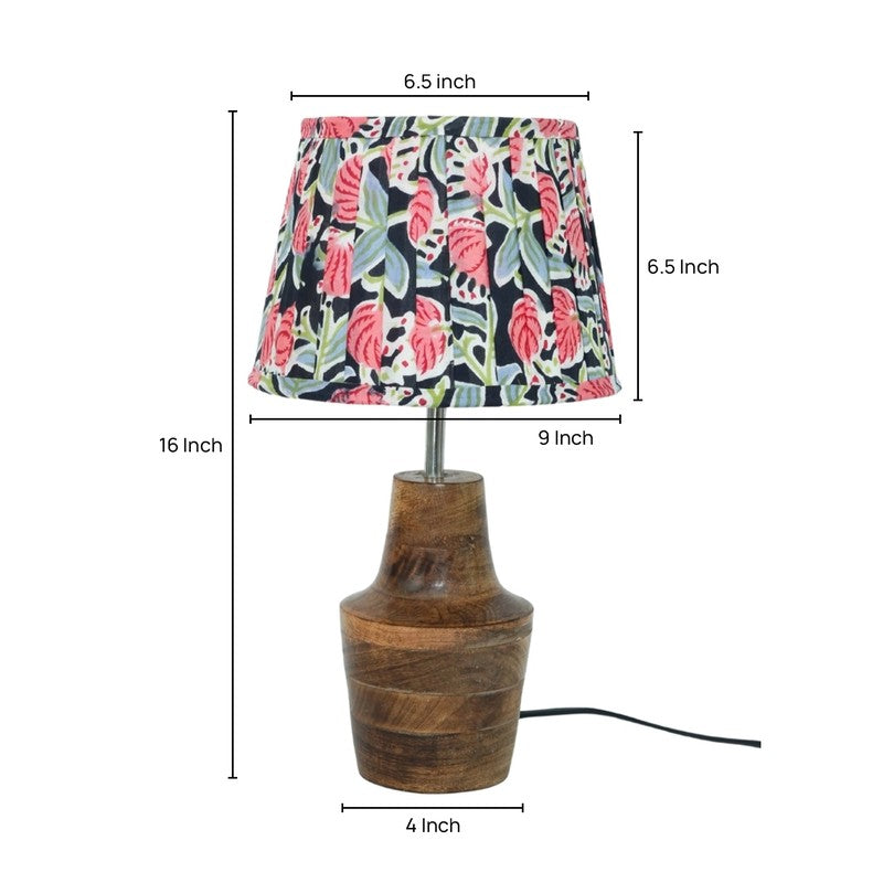 Tropical Bloom Wooden Base Cotton Table Lamp - Multicolor media 5