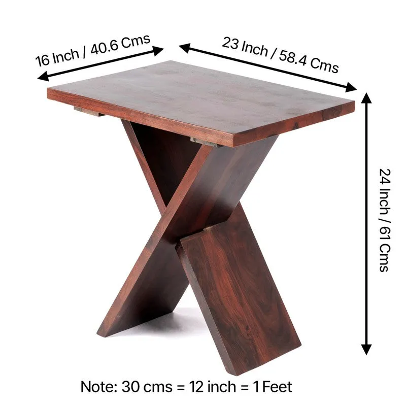Fverox Sheesham Wooden Side & Bedside Table (Brown) - Set Of Two media 9
