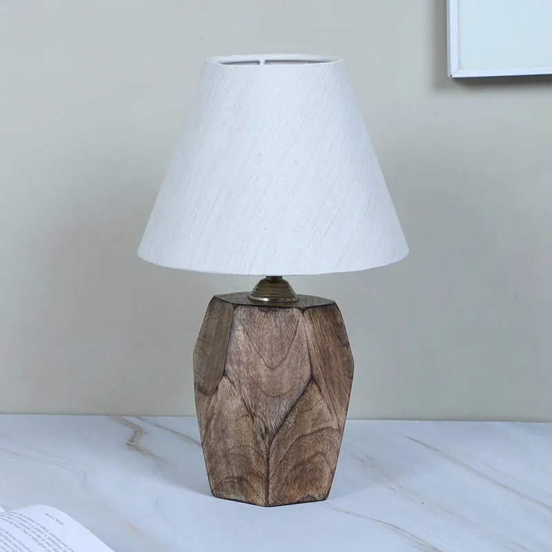Truda Solid Mango Wood Table Lamp - White,Beige media 3