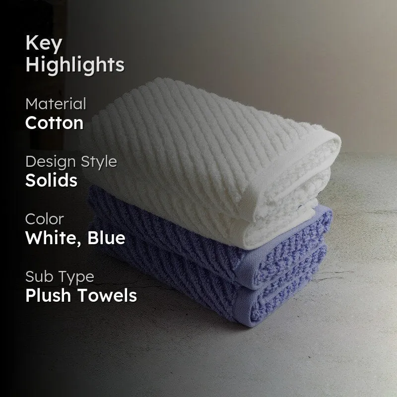 Nautica Riviera Soft Cotton Hand & Face Towel (Blue & White) - Set Of Four media 2