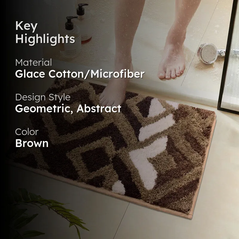 Fluffy Diamonds Microfiber Bath Mat - Brown media 2