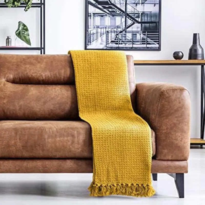 Sona Cotton Plaid Throw - Yellow media 1