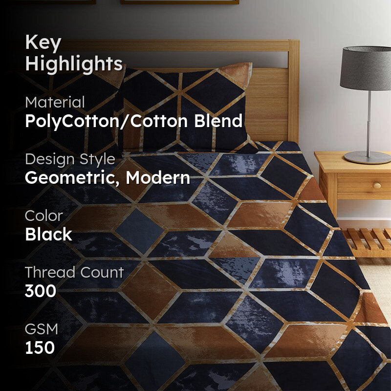 Dracula Geometric Bedsheet - 150 GSM media 2