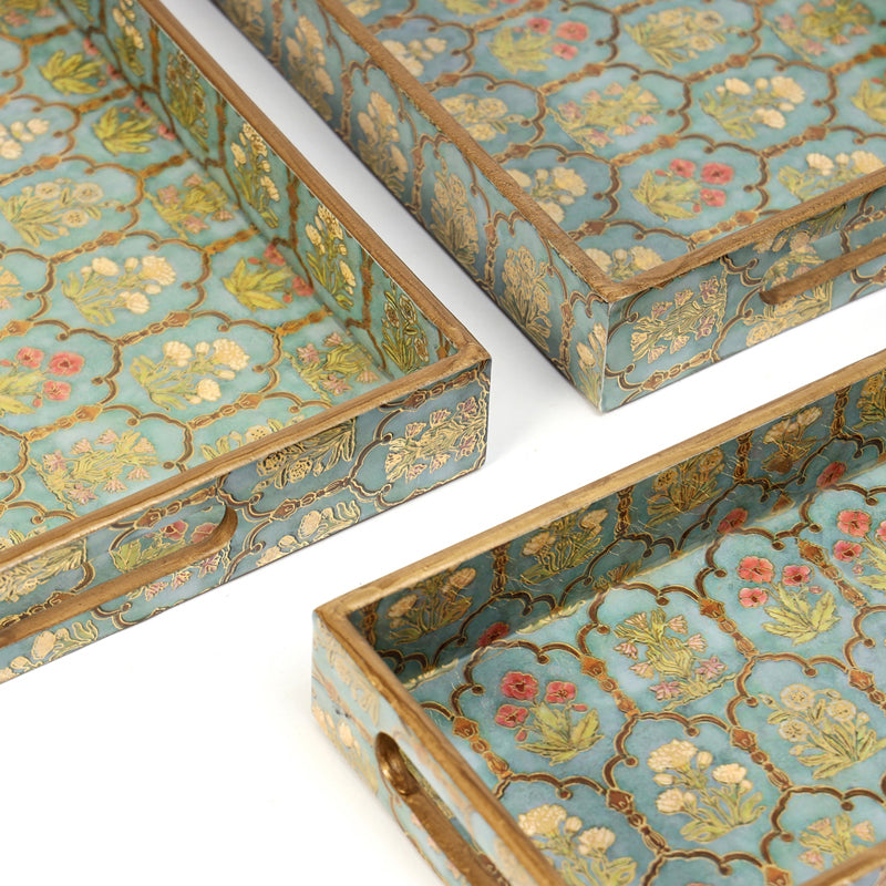 Fleur Jharokha Rectangle Serving Tray - Set Of Three media 5