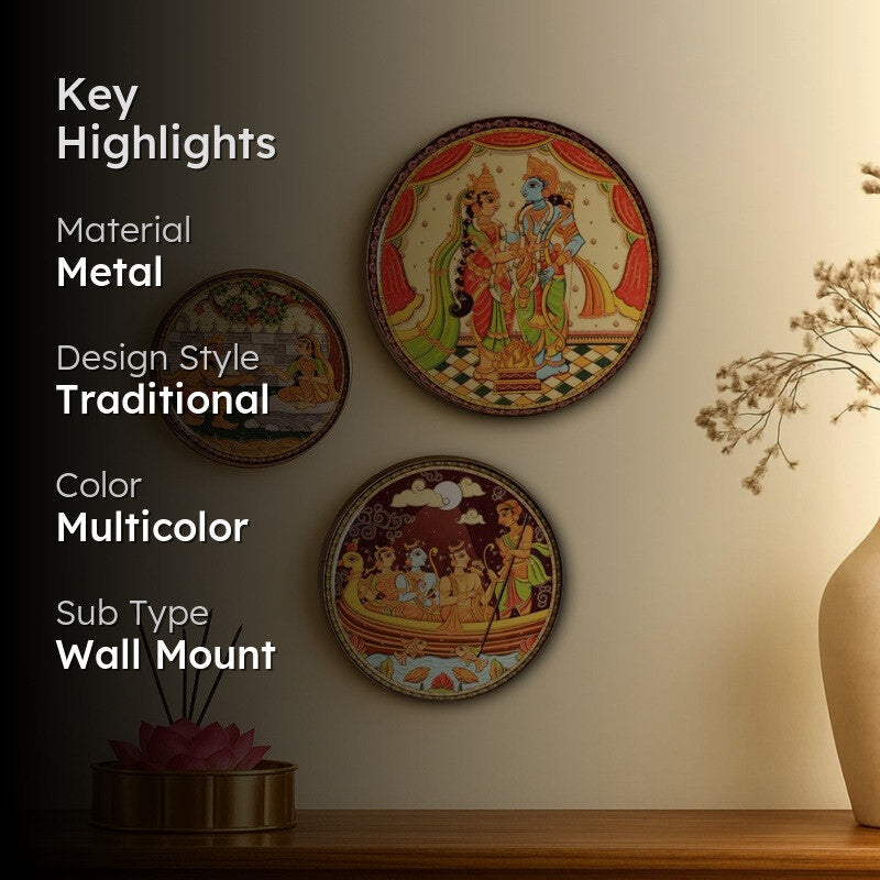 Pattachitra Ramayana Wall Plate - Set Of Three media 2