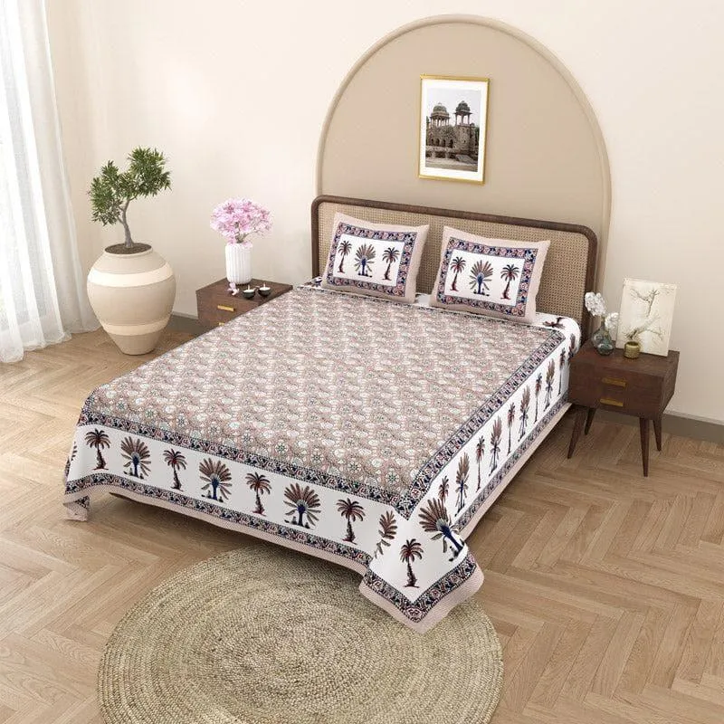 Kanishka Printed Cotton Bedsheet (Brown) - 140 TC media 3
