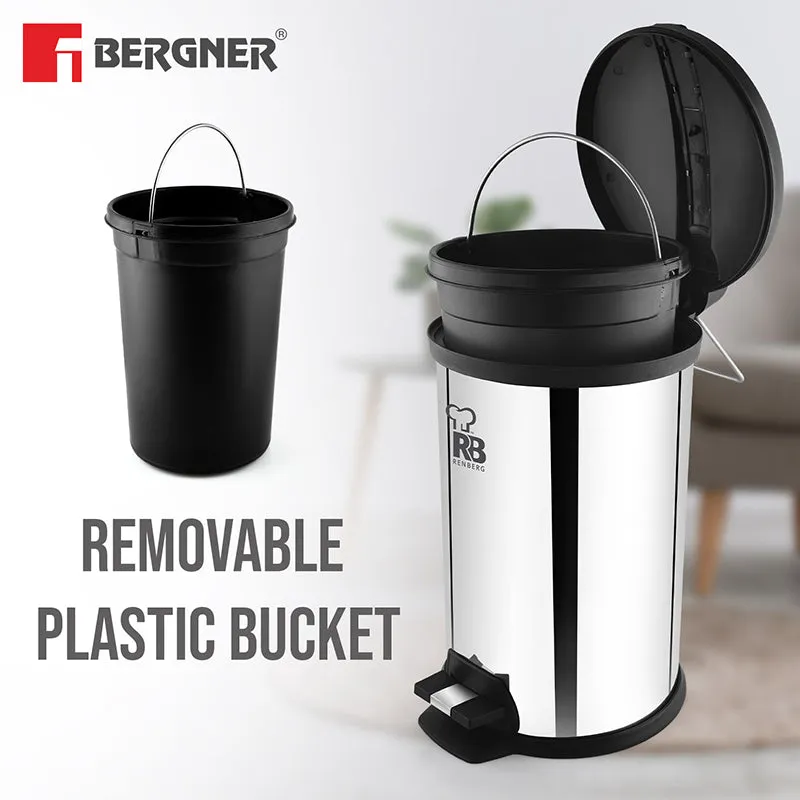 Bergner Silver Step Stainless Steel Pedal Dust Bin - 12,000 mL media 4