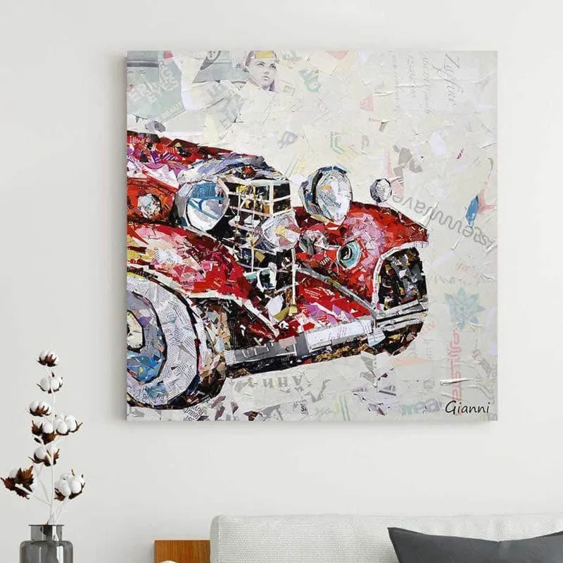 Red Vintage Car Canvas Wall Art media 3