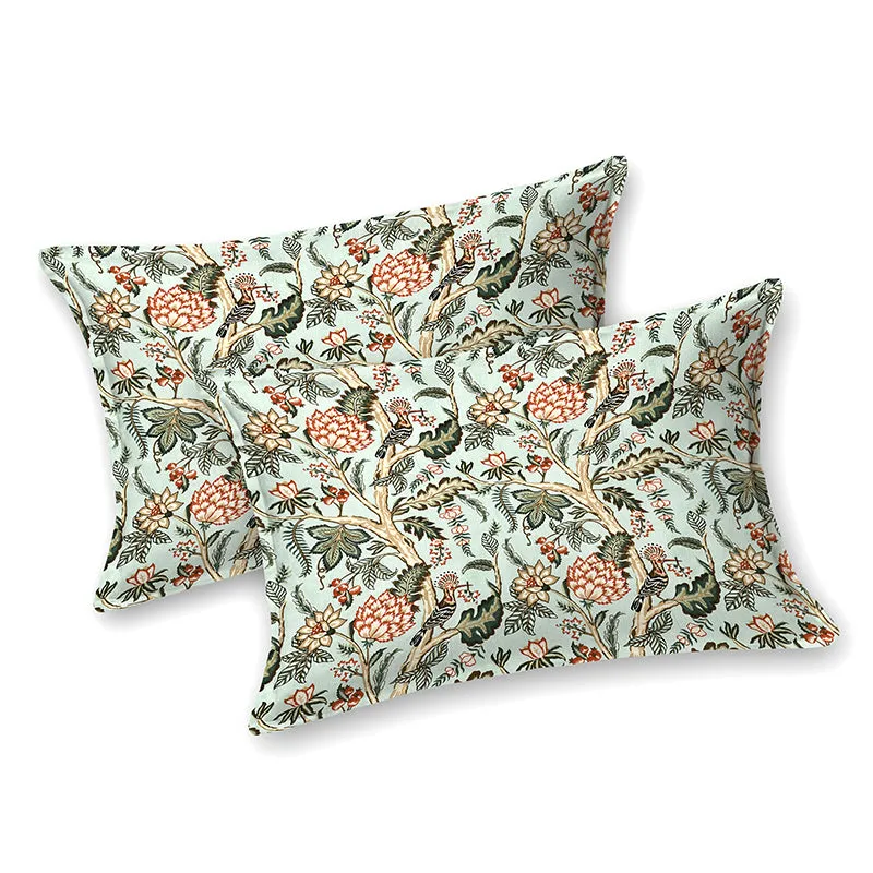 Hestia Floral Cotton Bedsheet (Green) - 160 TC media 7