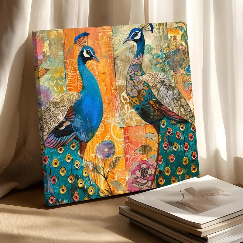 Peacock Harmony Canvas Wall Art media 4