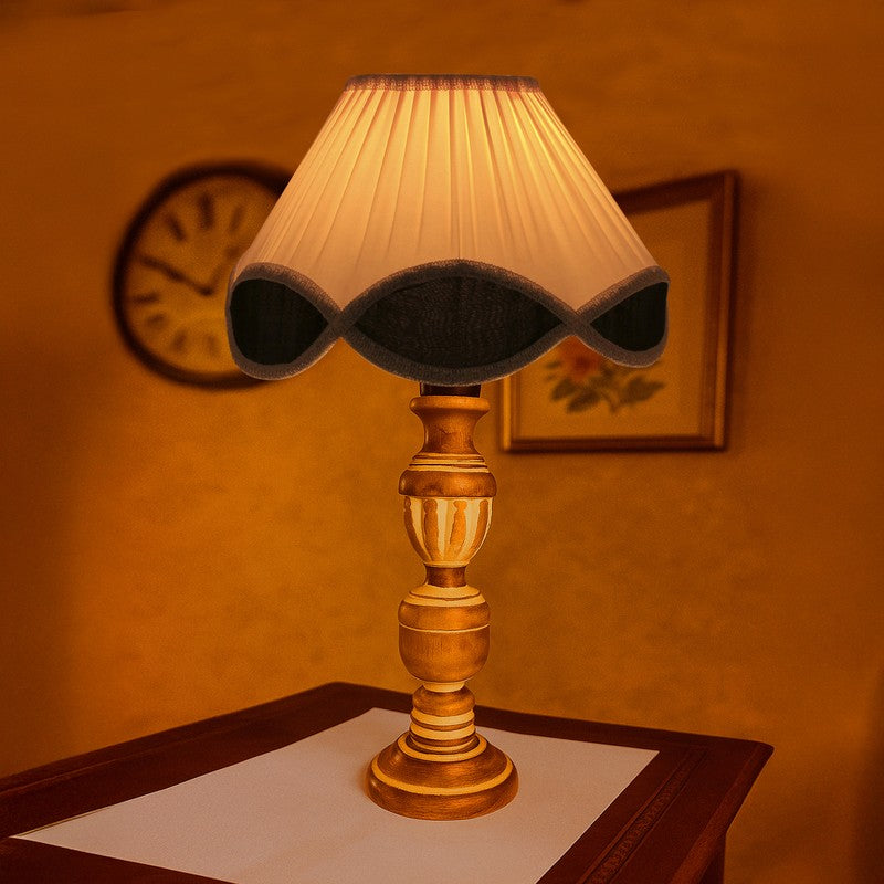 Zenrae Pleatoq Wooden Table Lamp - White